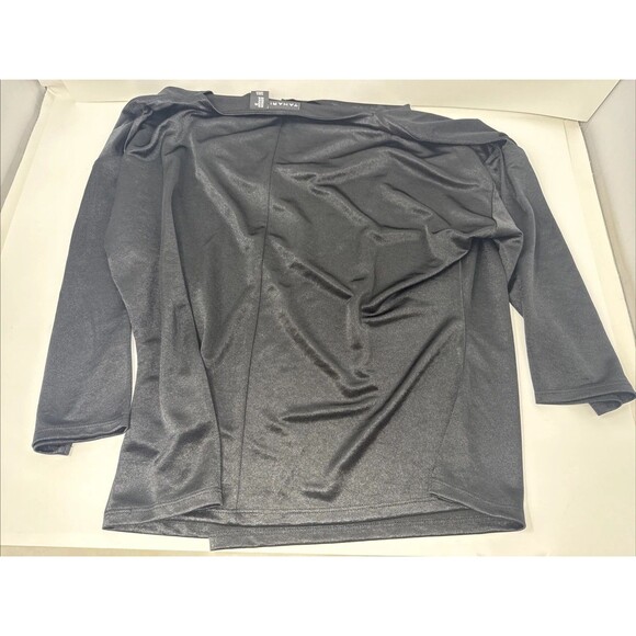 2x Tahari Sparkly Top Womens XL Scoop Neck 3/4 Sleeve Blouse Emerald Green Black - Picture 6 of 11